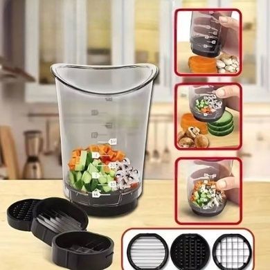 Овощерезка ручная чаша-нарезка для овощей с 3 сменными насадками Chop Cup
