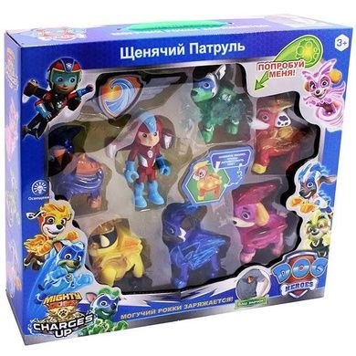 Ігровий набір фігурок Щенячий патруль Paw Patrol 7 шт з підсвічуванням + значок
