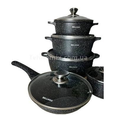Набір посуду 12 предметів Bellmax Cookware Set BM-100 Чорний