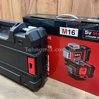 Лазерный уровень нивелир аккмуляторный с магнитной подставкой 4D Черный с красным