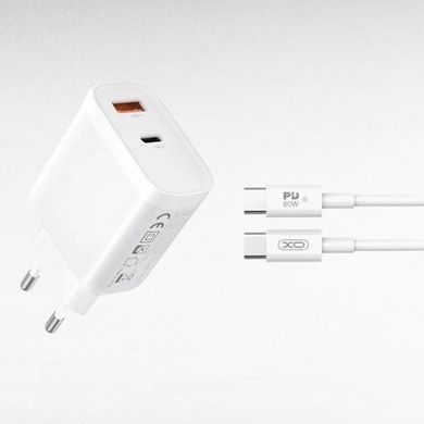 Мережевий зарядний пристрій блок живлення XO L116 PD30W/QC18W 1USB-C+1USB-A fast charging charger with Micro cable