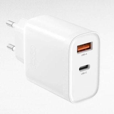Мережевий зарядний пристрій блок живлення XO L116 PD30W/QC18W 1USB-C+1USB-A fast charging charger with Micro cable