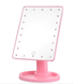 Настільне дзеркало для макіяжу Mirror з LED підсвічуванням 22 діода квадратне Рожеве