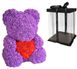 Ведмедик з серцем з 3D троянд Teddy Rose 40 см Фіолетовий + подарункова упаковка