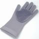 Силіконові рукавички для миття і чищення Magic Silicone Gloves з ворсом Сірі