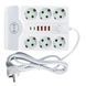 Подовжувач фільтр з бездротовою зарядкою 5м LED, 6-220V, 4-USB, 2-PD Type-C PNS-08 Білий